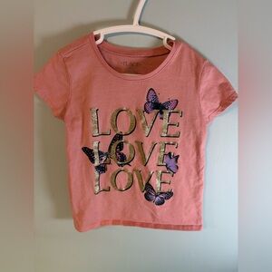 The Children’s Place Pink Love Love Love Butterflies Graphic T-Shirt, Size 5-6